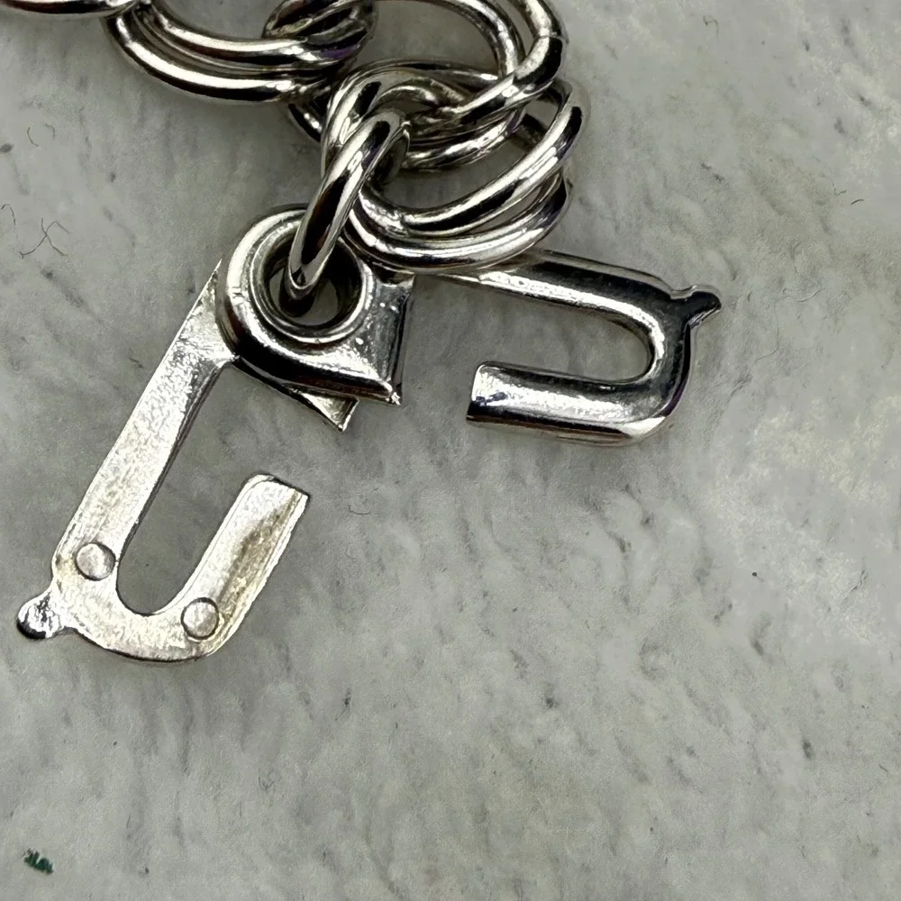 Vintage ABWA Charm Bracelet Silver Tone Double Link Sterling Silver Charm 7